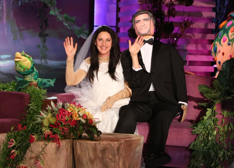 Ellen DeGeneres as Amal and George Clooney in 2014