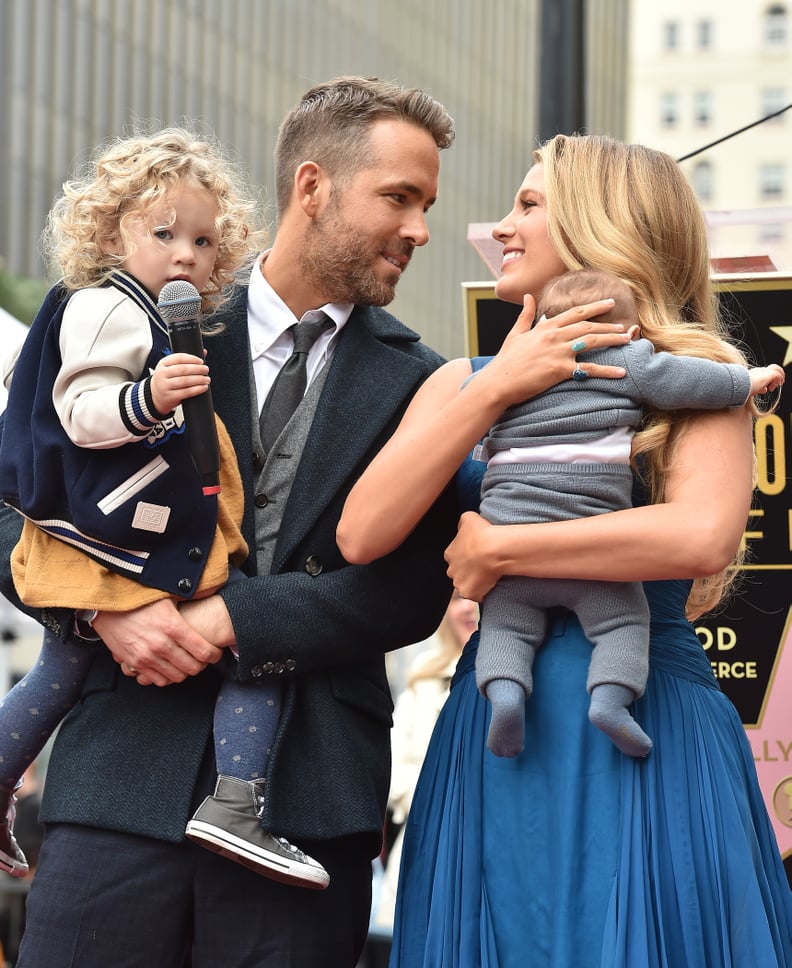 HOLLYWOOD, CA - DECEMBER 15:  Actors Ryan Reynolds and Blake Lively with daughters James Reynolds and Ines Reynolds attend the ceremony honoring Ryan Reynolds with a Star on the Hollywood Walk of Fame on December 15, 2016 in Hollywood, California.  (Photo