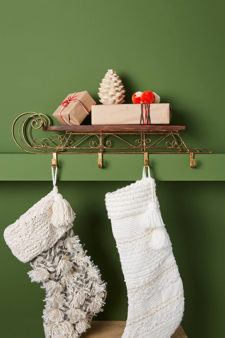 Wooden Sleigh Stocking Holder Anthropologie Holiday Trim Collection
