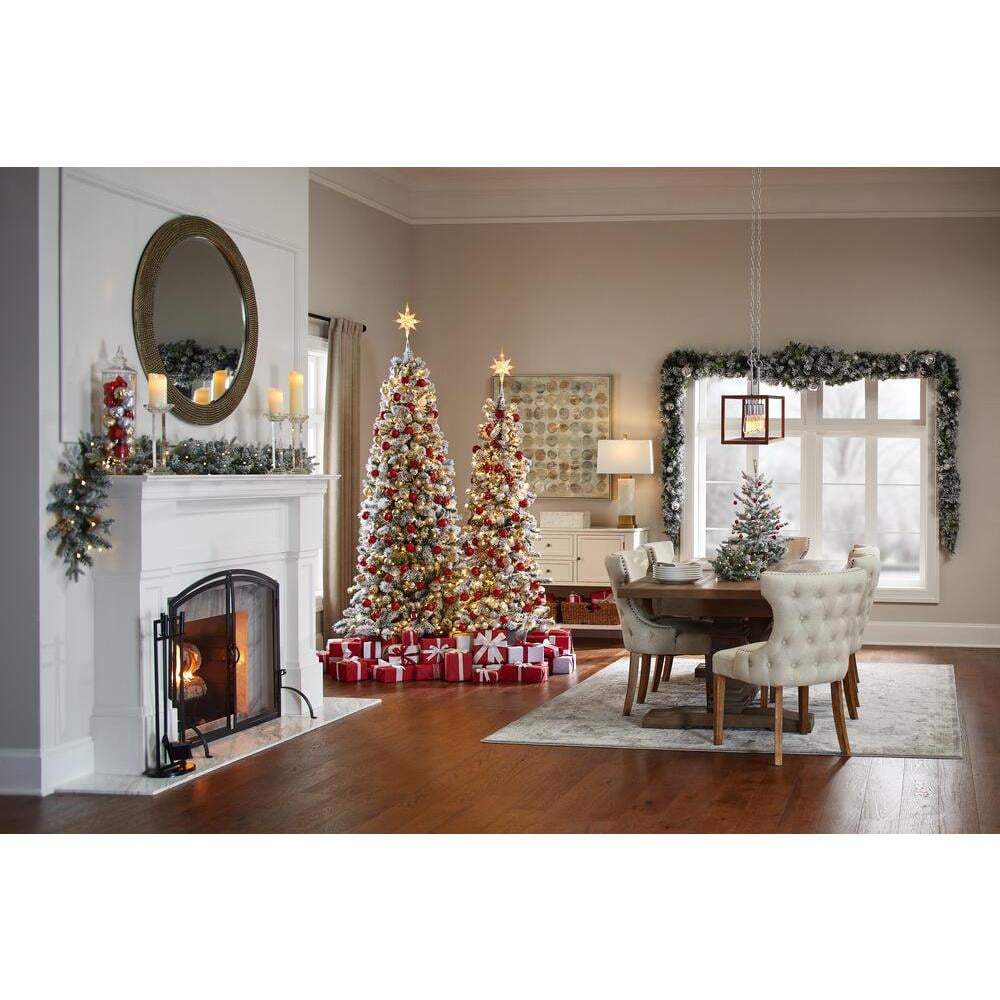 Home Accents Holiday 7.5 ft Wesley Long Needle Pine Flocked Slim LED