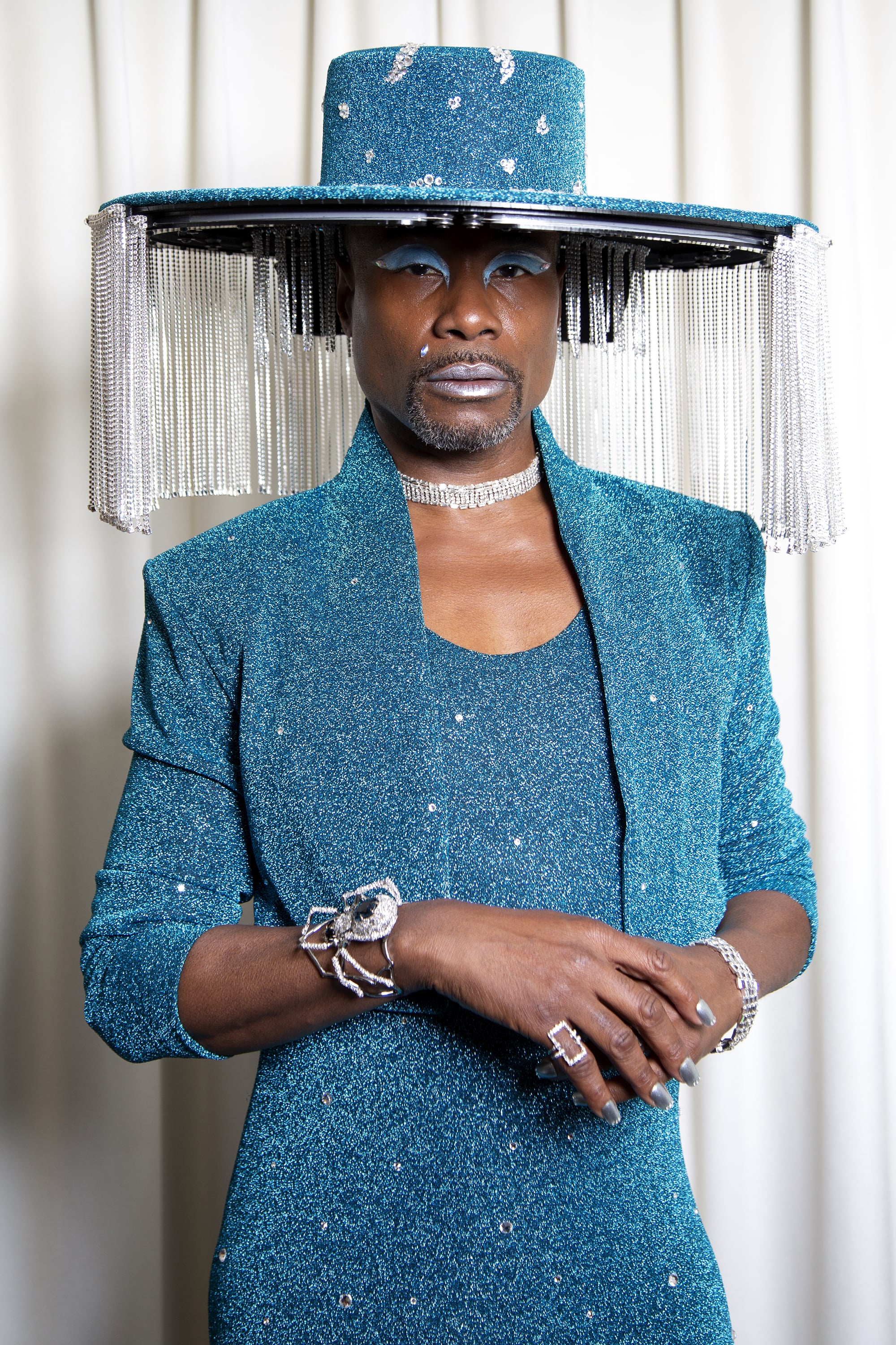 billy porter blue dress Billy Porter's Blue Sequined Outfit at the Grammys 2020