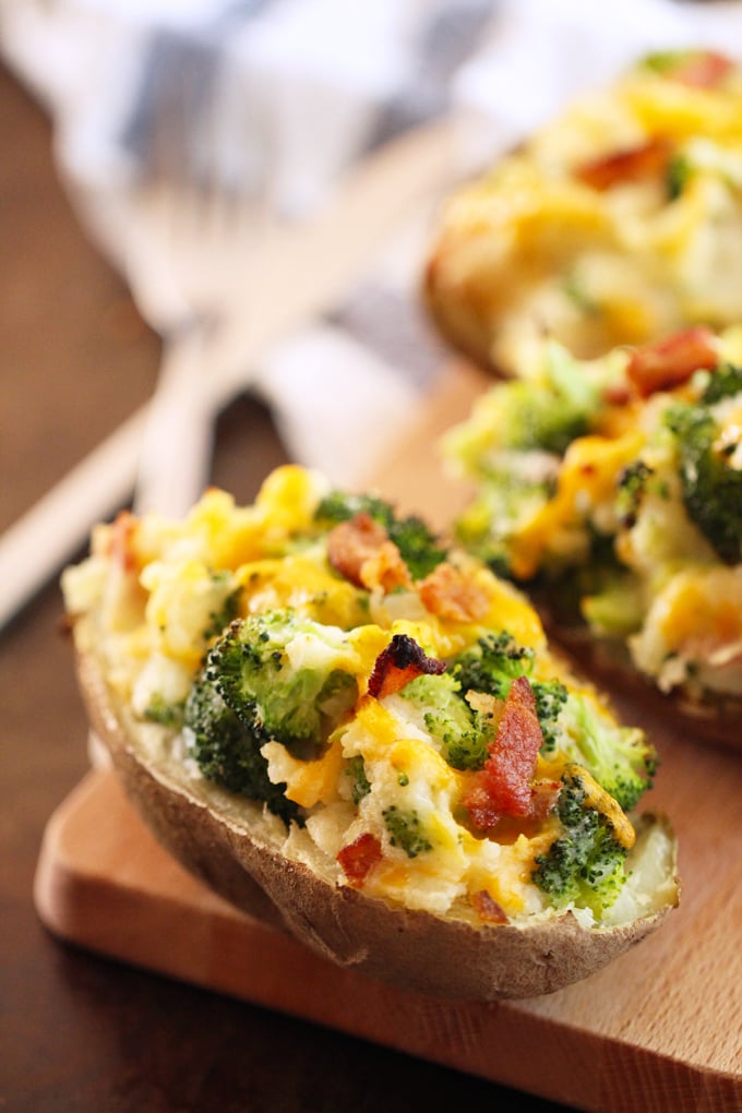 Twice-Baked Potatoes With Bacon, Broccoli, and Cheddar