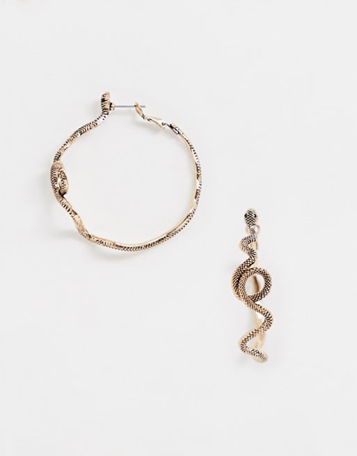 Aldo Raengwen Snake Hoop Earrings in Gold