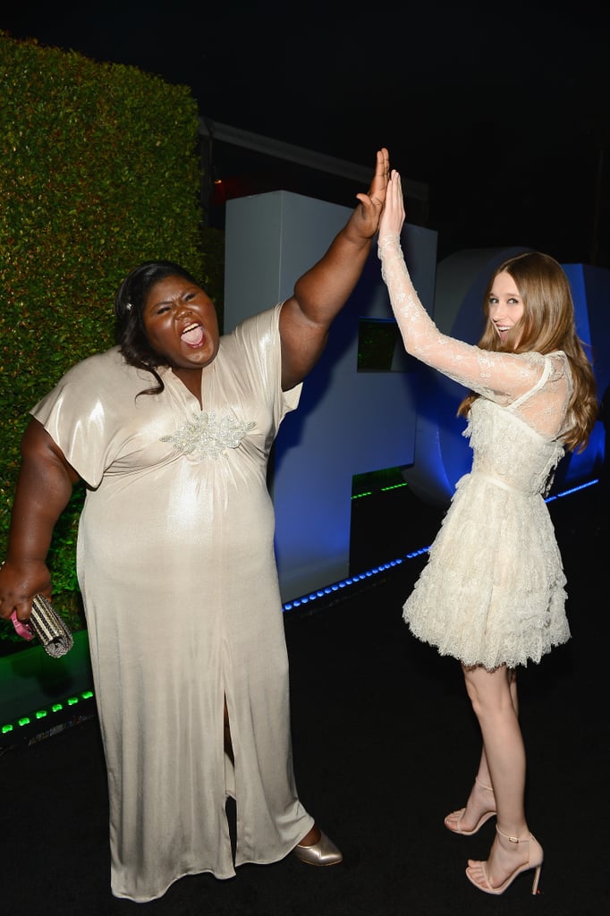 Gabourey Sidibe and Taissa Farmiga high-fived.