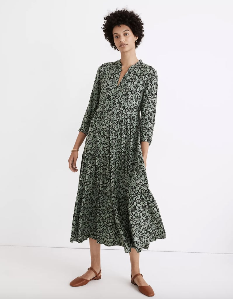 Madewell ButtonFront Tiered Midi Dress Best Clothes on Sale Madewell