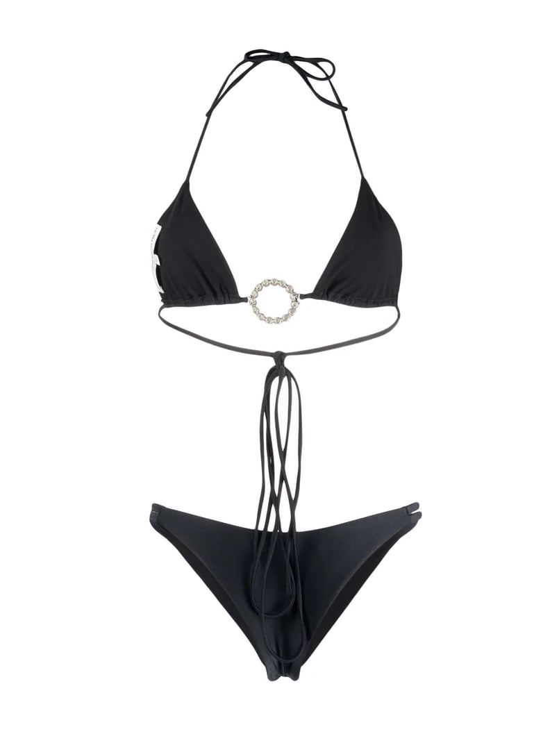 Alessandra Rich Crystal-Ring Triangle Bikini