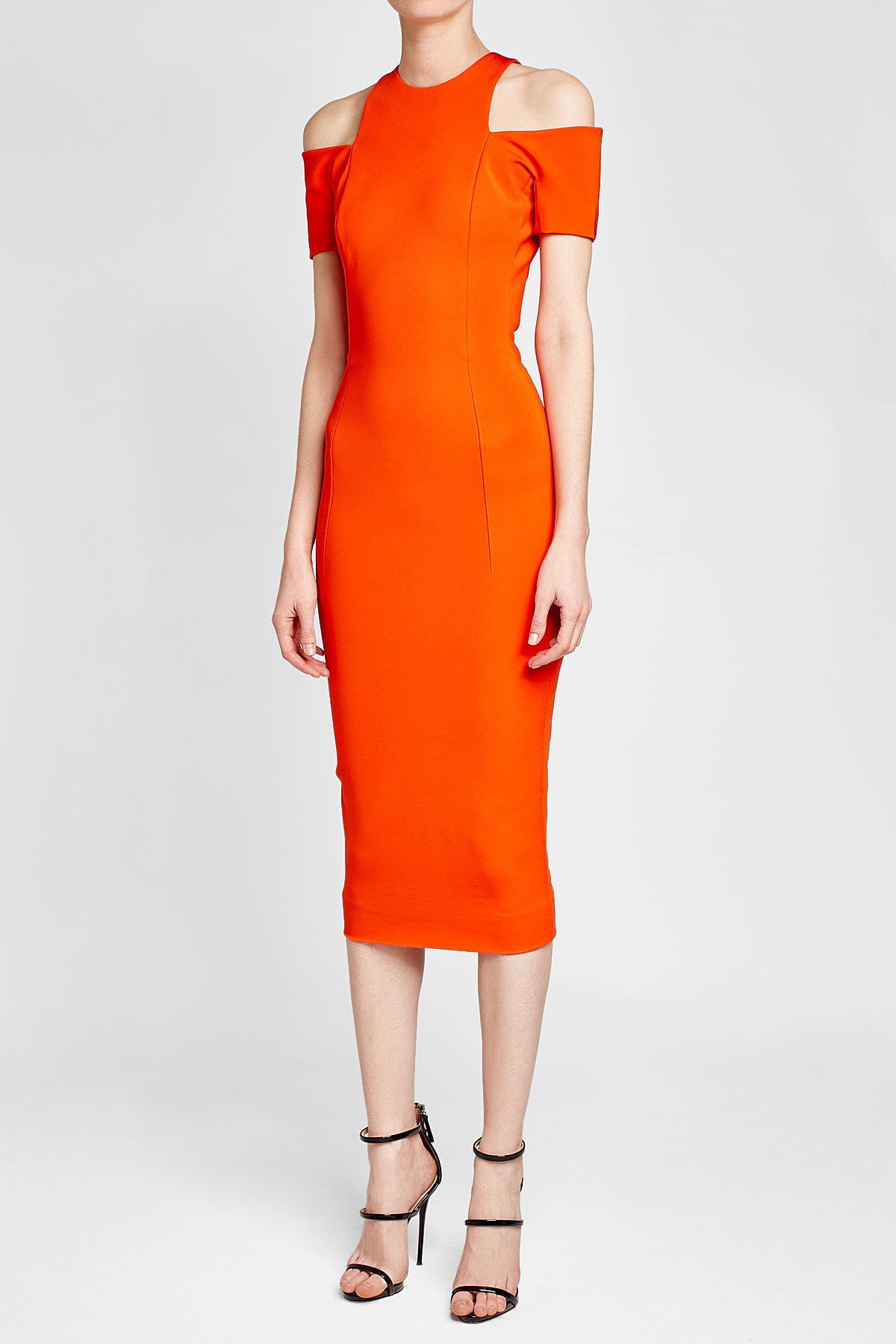 Orange cold shoulder dress best sale