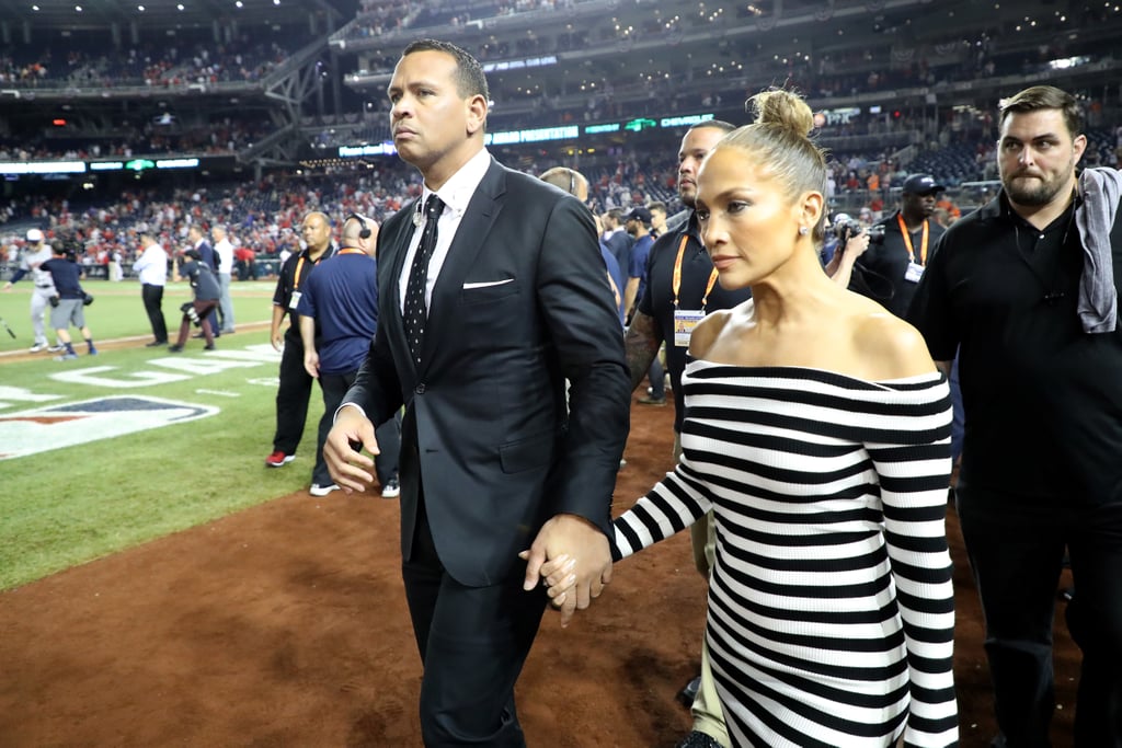 Jennifer Lopez's Striped Dress at Baseball Game 2018