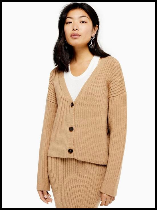 Topshop Ribbed Knit Cardigan