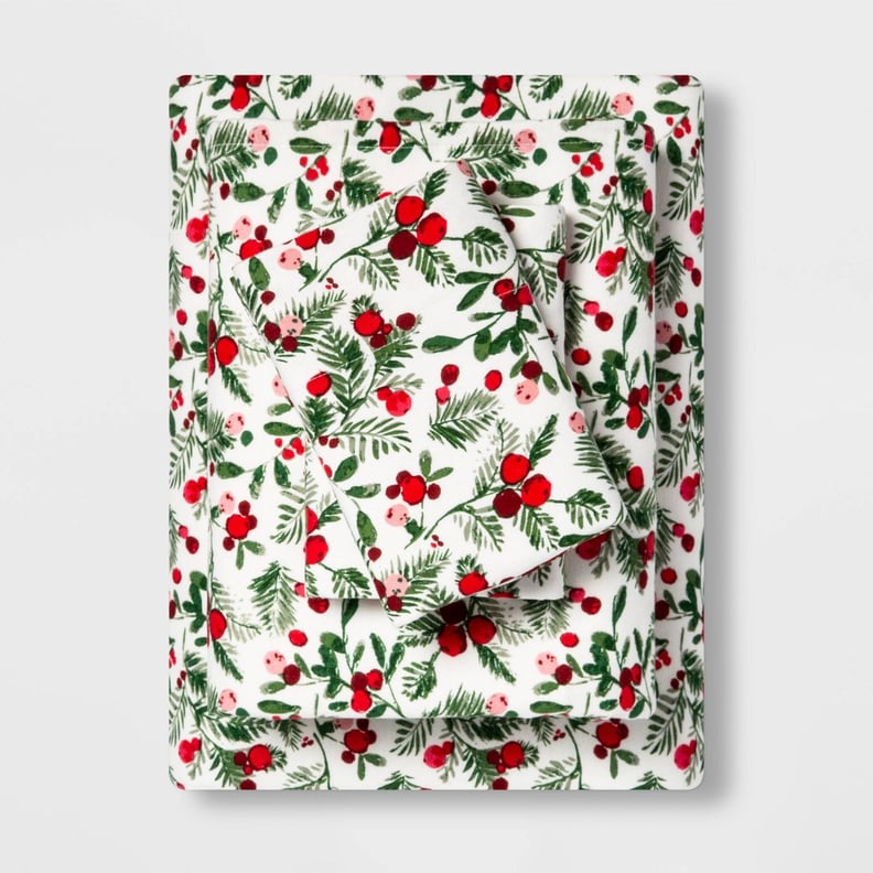 Threshold Printed Flannel Sheets in Reactive Holly