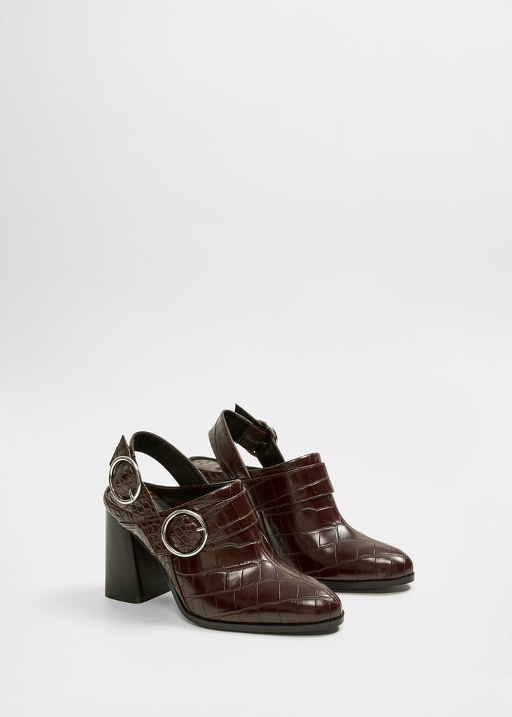 Mango Croc-Effect Mule