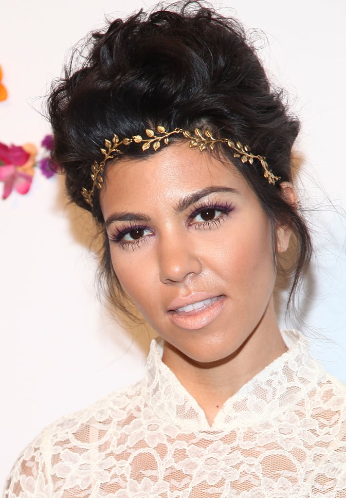 Kourtney Kardashian with an Updo and Gold Hair Accessory 2012