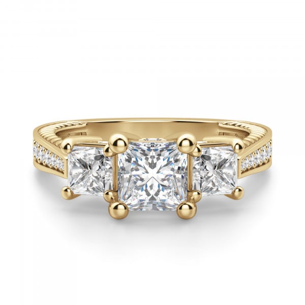 Diamond Nexus Sage Three Stone Princess Cut Engagement Ring