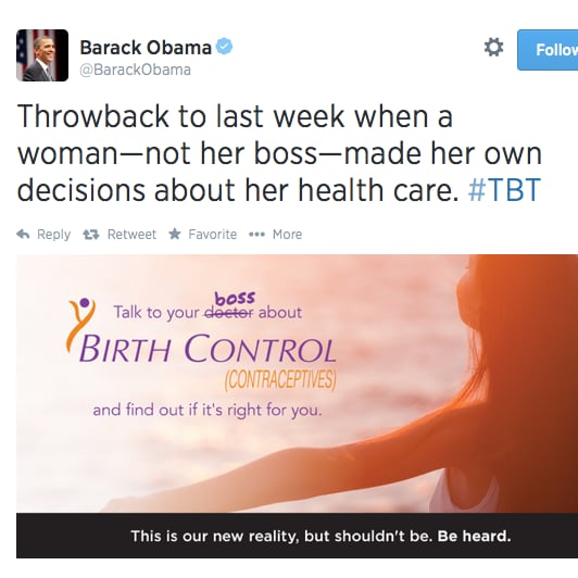 Obama Birth Control Throwback Thursday Tweet