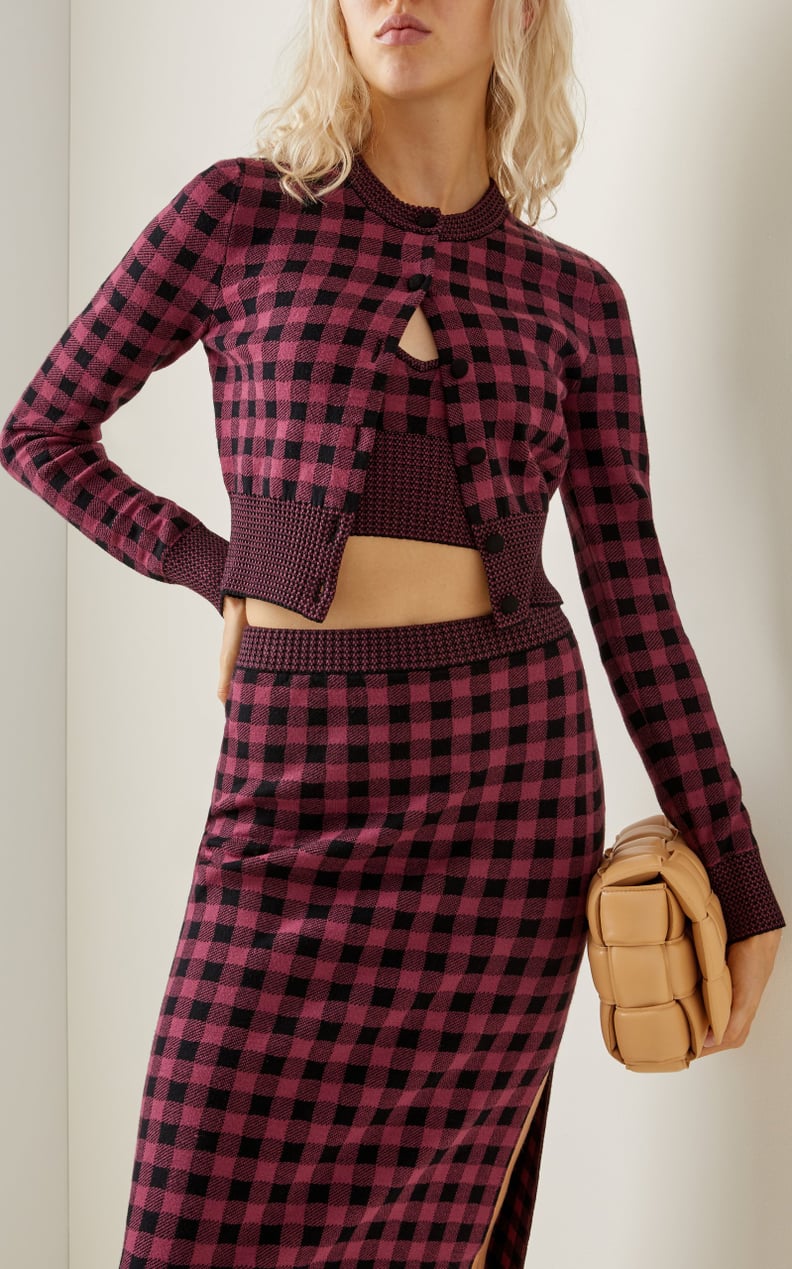 Altuzarra Latania Cropped Gingham Jacquard-Knit Cardigan