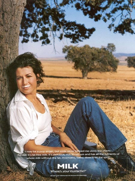 "Baby, Baby" singer Amy Grant's ad was set in a field, where she gave a dramatic gaze.