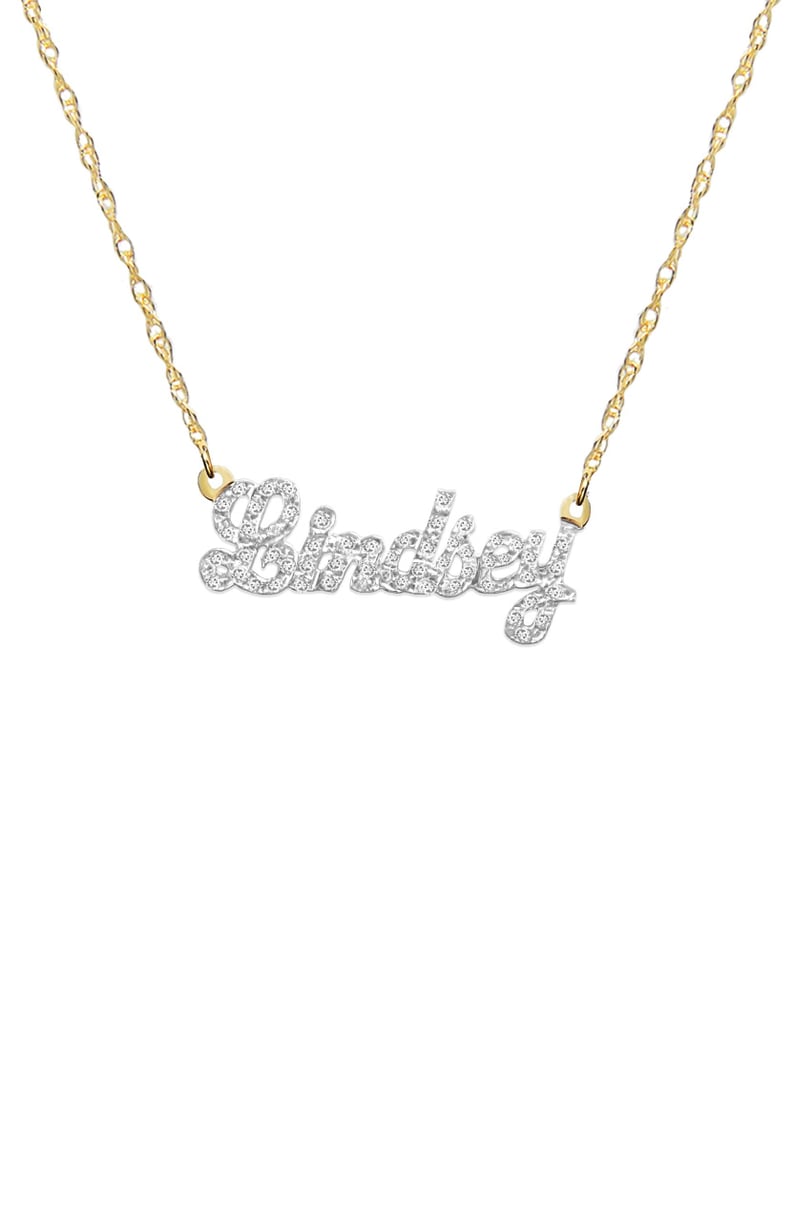 Jane Basch Personalized Nameplate Diamond Pendant Necklace