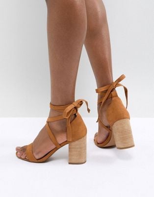 ASOS Design Travis Tie Leg Heeled Sandals