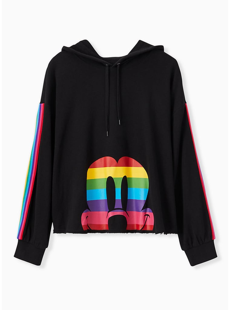 Torrid Disney Mickey Mouse Rainbow Black Crop Hoodie