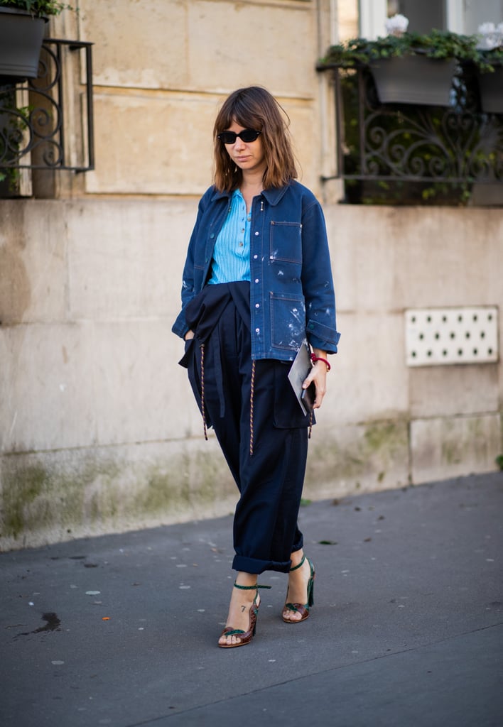For a polished look, style a denim jacket with tailored trouser jeans and heels.