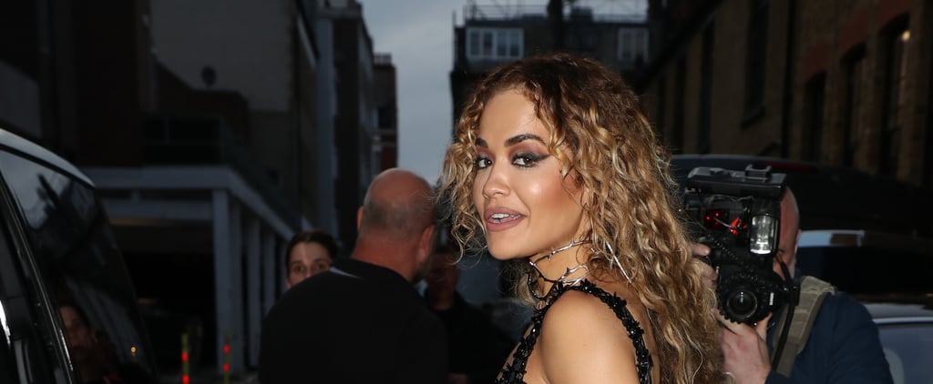 Rita Ora Wears Sheer Fishnet Little Black Dress