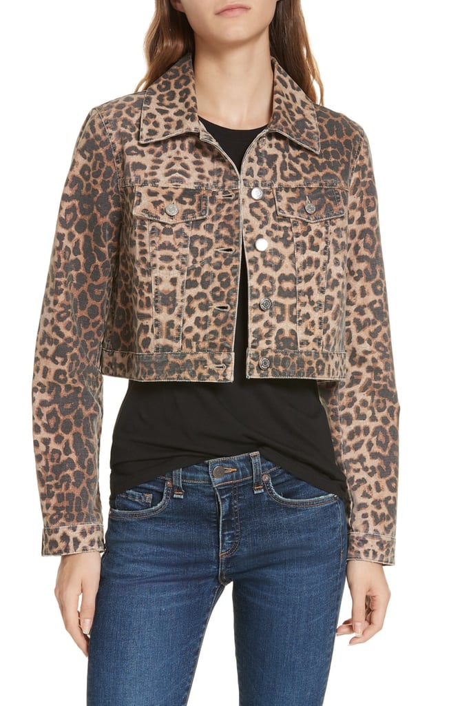 Veronica Beard Cara Leopard Print Crop Denim Jacket | Best Jean Jackets ...