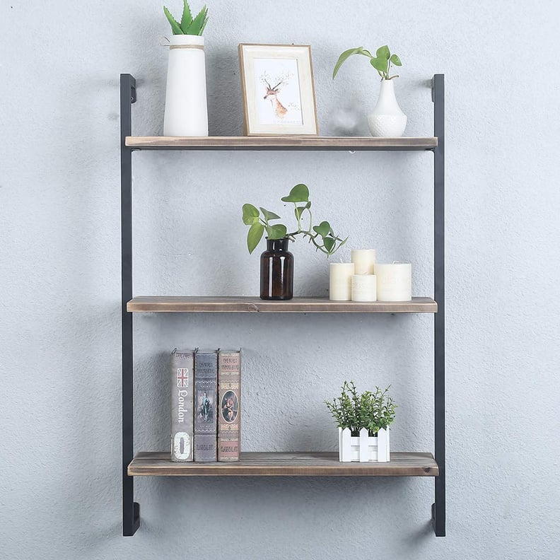 Industrial Metal and Wood Wall Shelf Unit