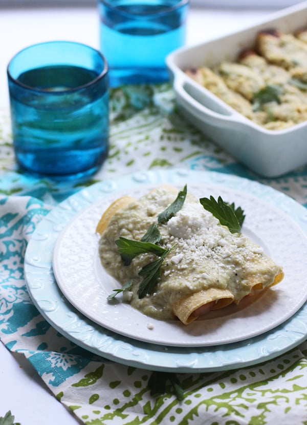 Shrimp Crab Enchiladas With Tomatillo Hatch Pepper Sauce Recipes With
