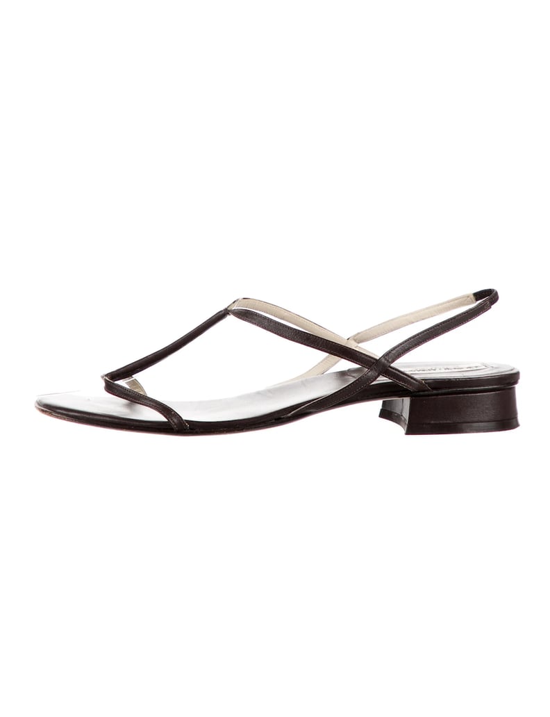 Giorgio Armani Leather T-Strap Sandals