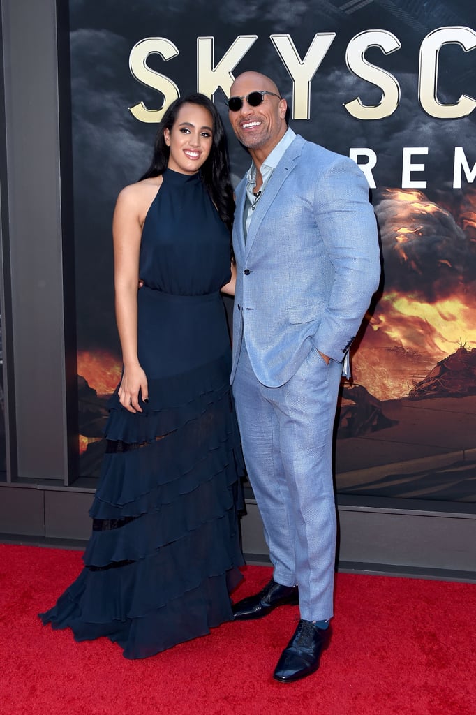 Dwayne Johnson and Daughter at Skyscraper Premiere