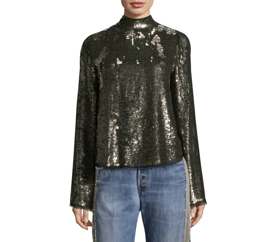 Kendall + Kylie Sequin Mockneck Top