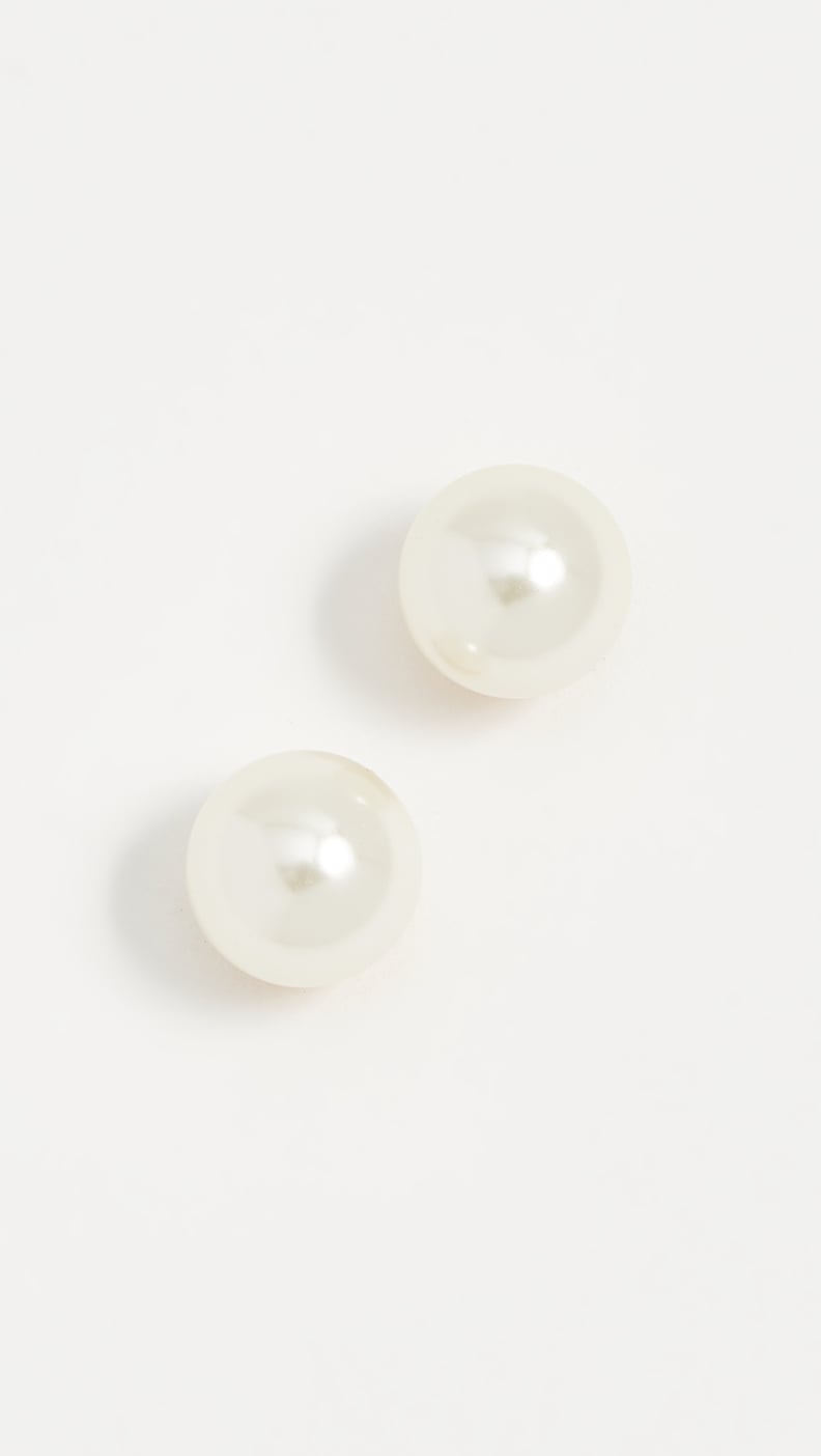 Kenneth Jay Lane Small Glass Pearl Post Earrings