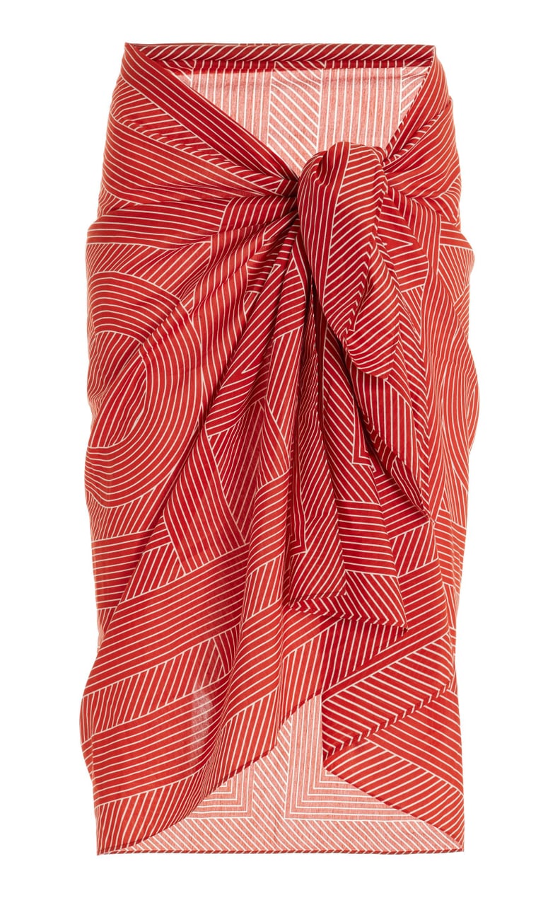 Toteme条纹字母组合棉花丝绸布裙