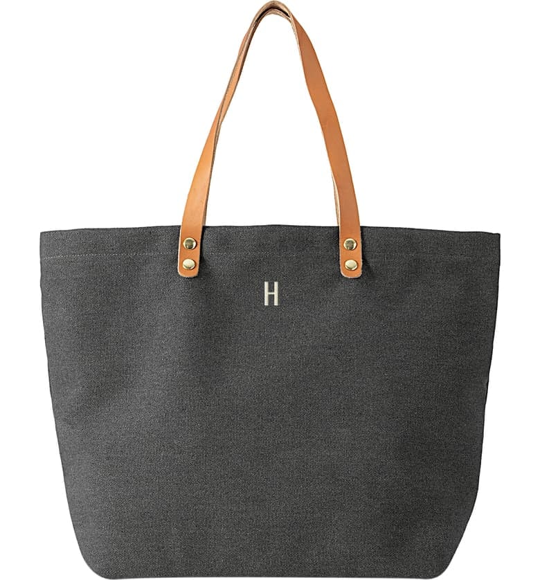Cathy's Concepts Monogram Washed Canvas Tote