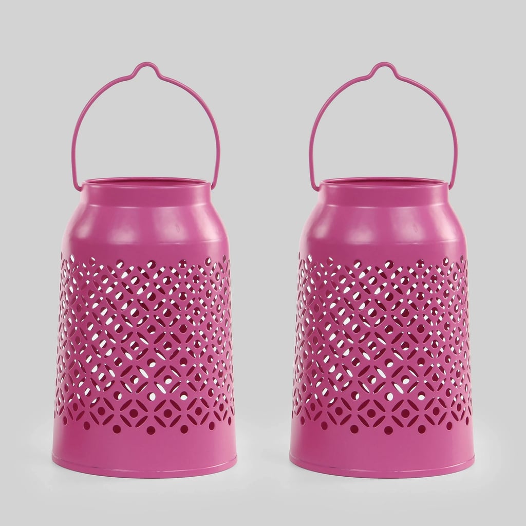 2ct Hangable Iron Lantern Pink