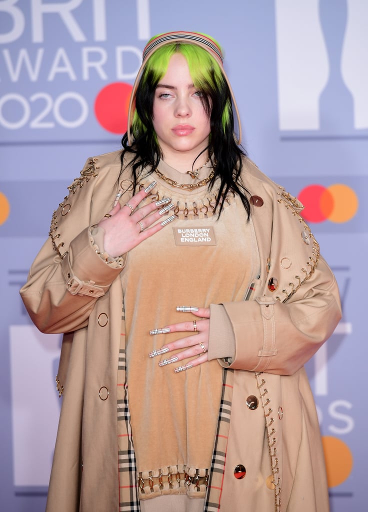 Billie Eilish Rocked Burberry Nail Art at 2020 BRIT Awards