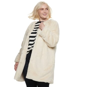 POPSUGAR at Kohl's Plus Size Faux-Fur Coat