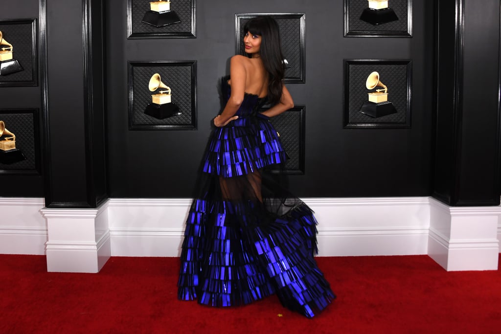 Jameela Jamil Wore $52 ASOS Boots Under Her Grammys Dress
