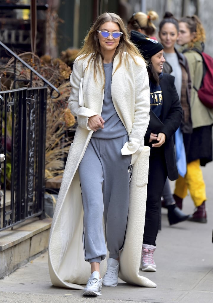 Gigi Hadid Monogrammed Sweatpants October 2016