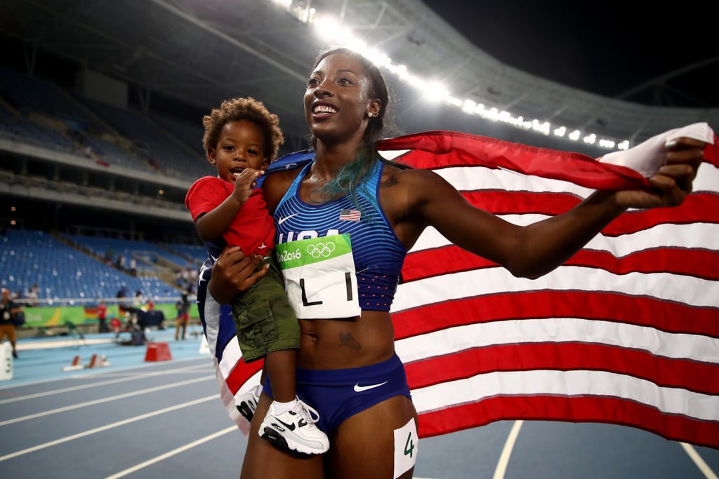 Nia Ali and Son Titus at the Summer Olympics 2016