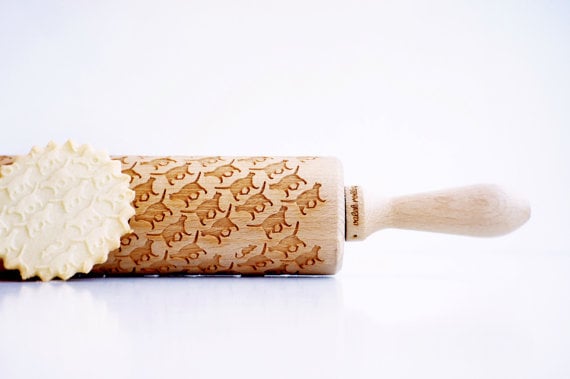 Embossing rolling pin, laser engraved rolling pin