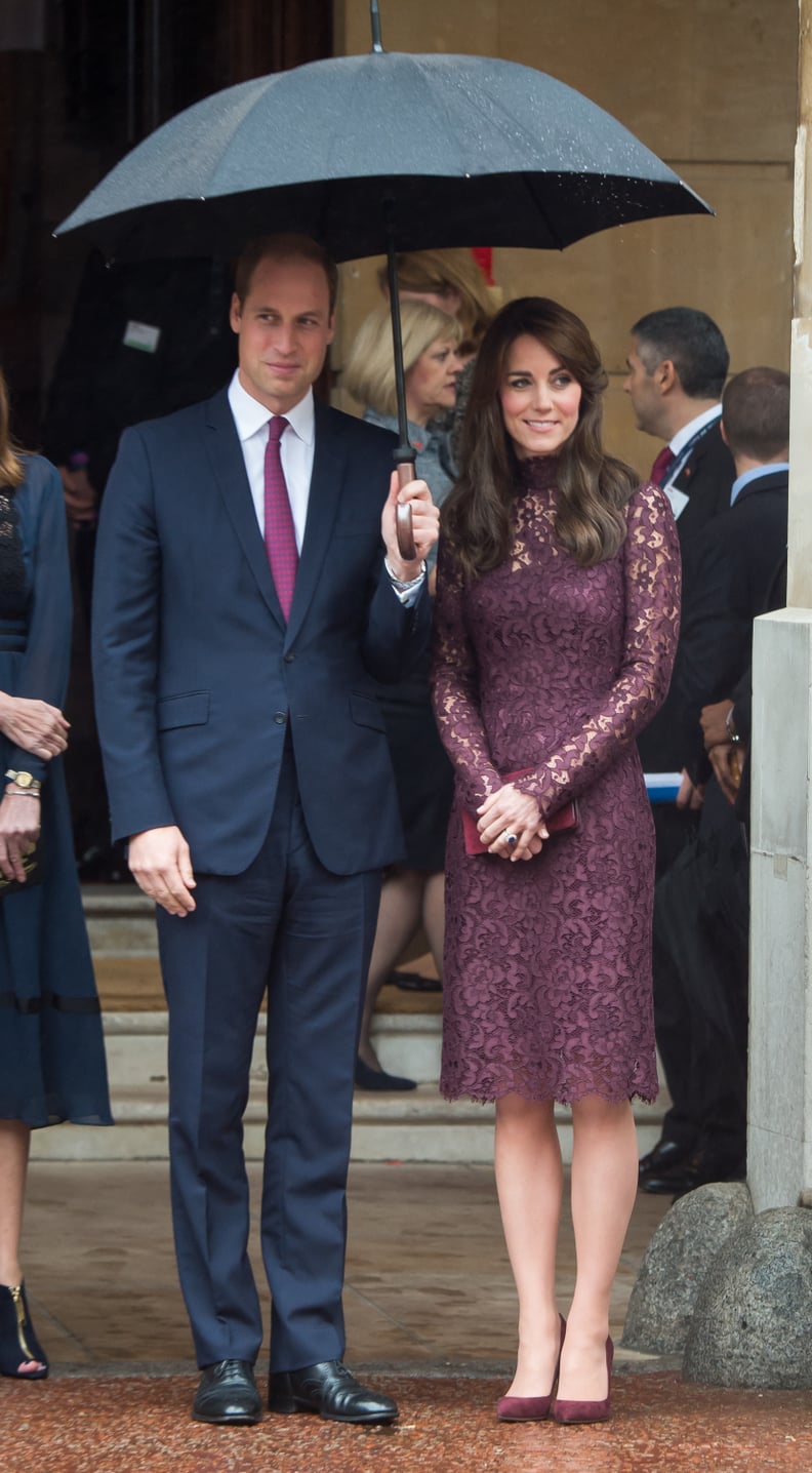 When She Wore a High-Neck Lace to Match Prince William's Plum Tie