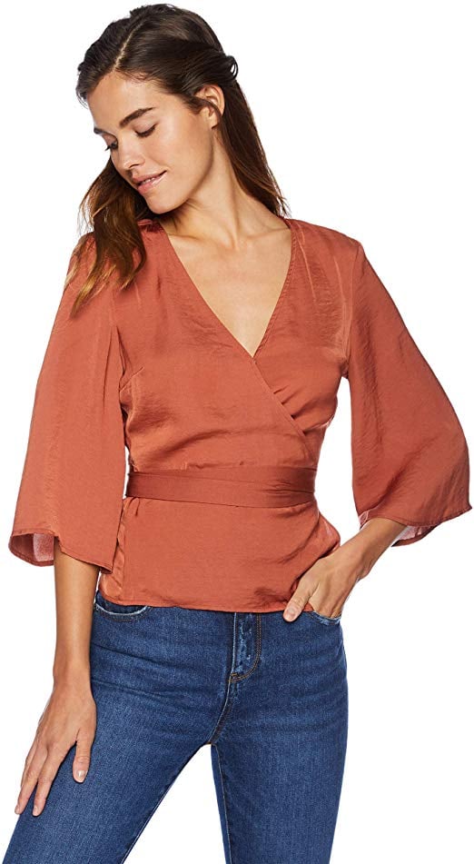 Cupcakes and Cashmere Gabriele Satin Wrap Blouse