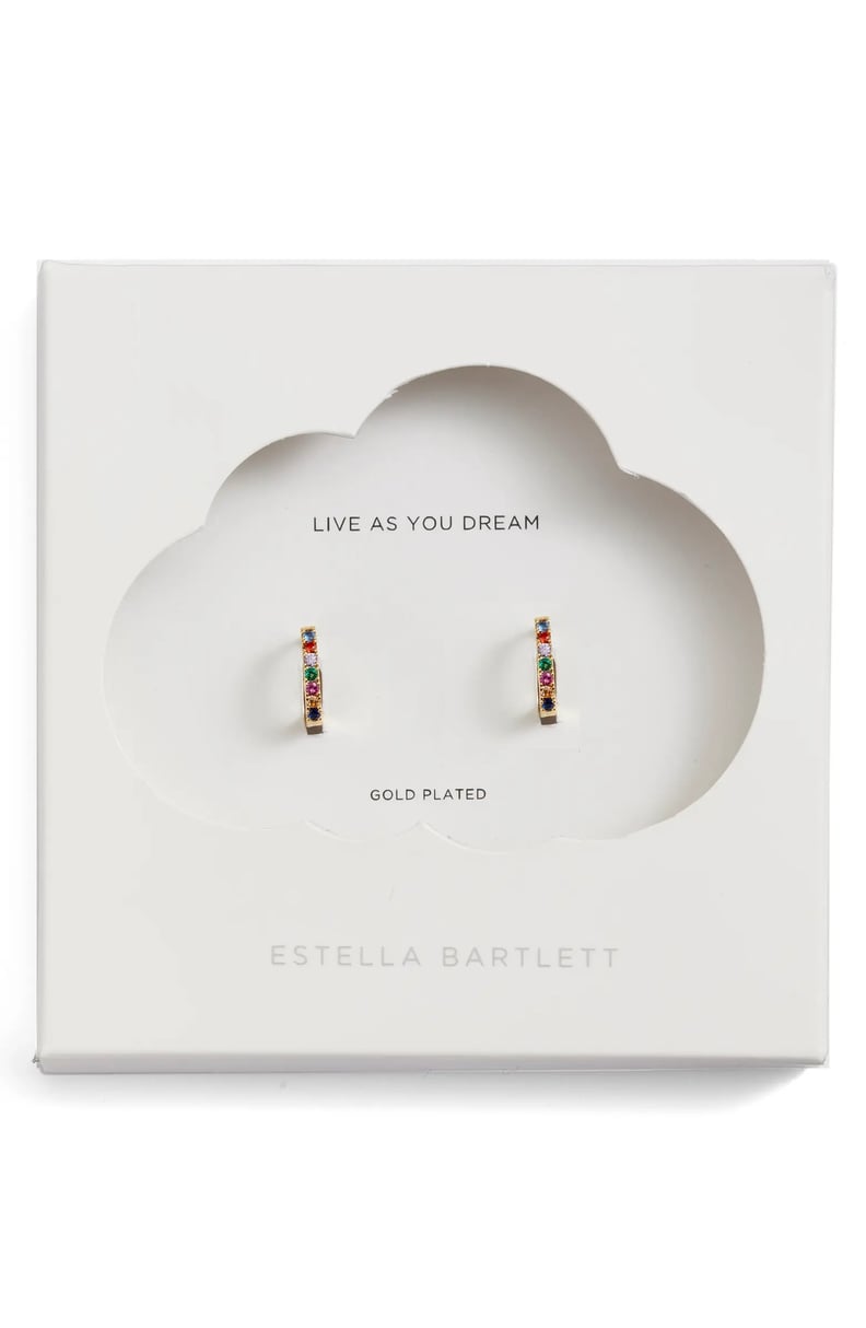 Something Rainbow: Estella Bartlett Multicolor Crystal Pavé Huggie Hoop Earrings