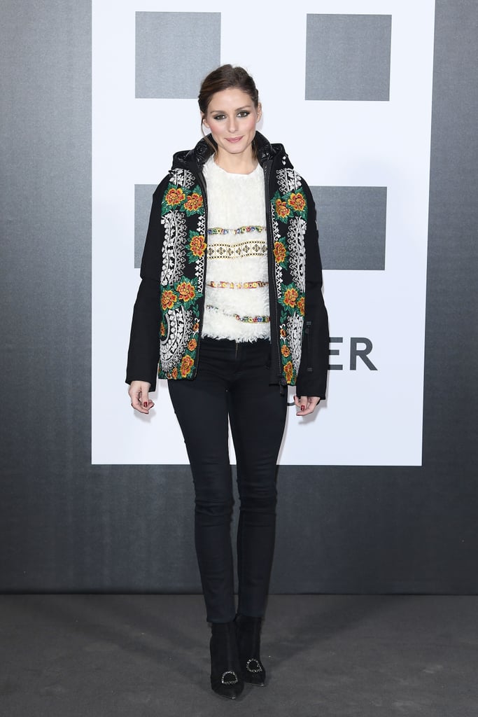 Olivia dressed down for the Moncler Genius show.