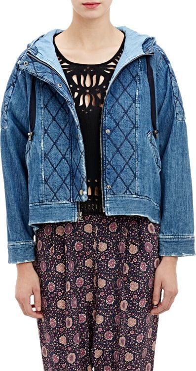 Sea Denim Hooded Swing Jacket-Blue ($595)