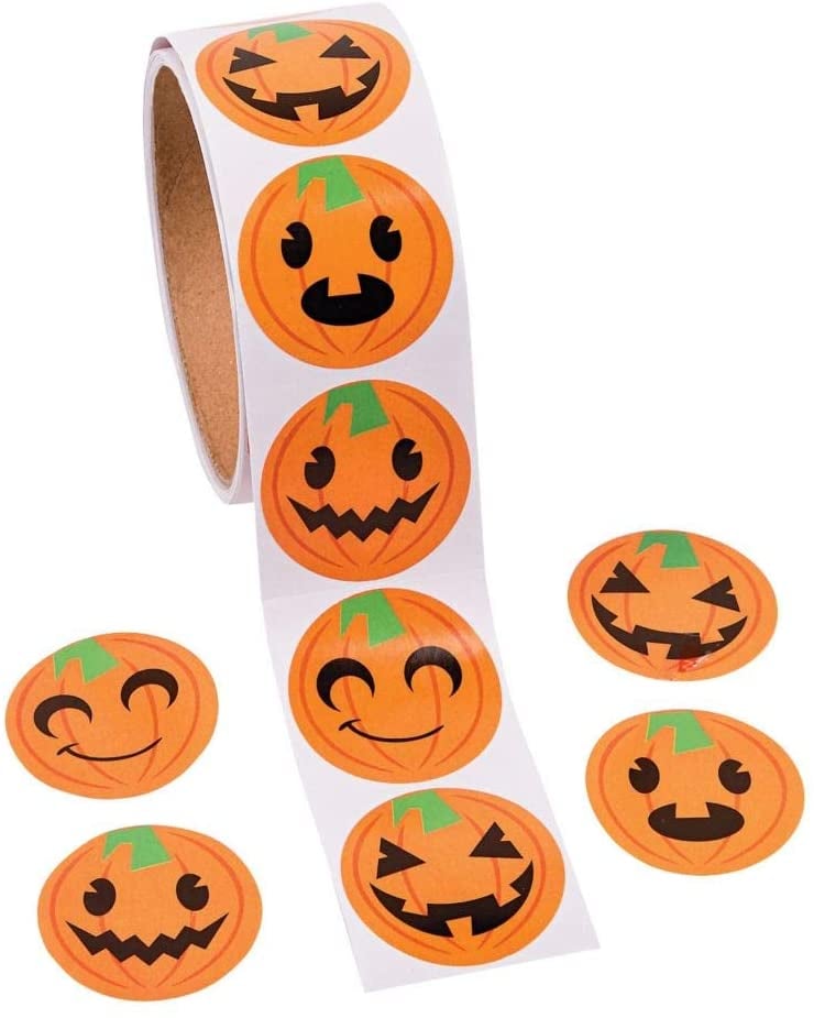 Jack O Lantern Pumpkin Face Halloween Roll Stickers