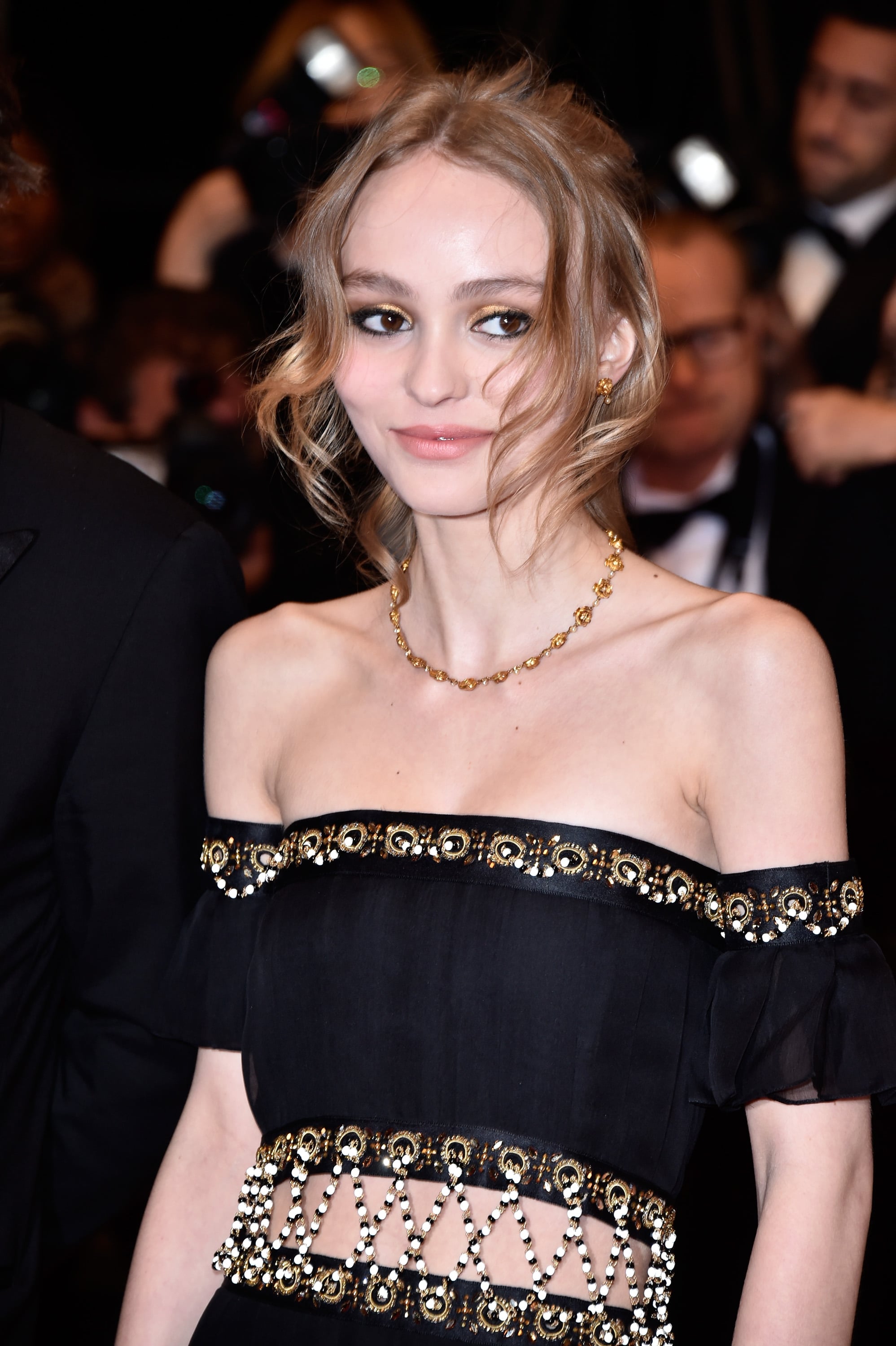 slim fit dress slacks Lily-Rose Depp Inspired Black Dress with Gold Chains Met Gala 2019   LausenCrafts