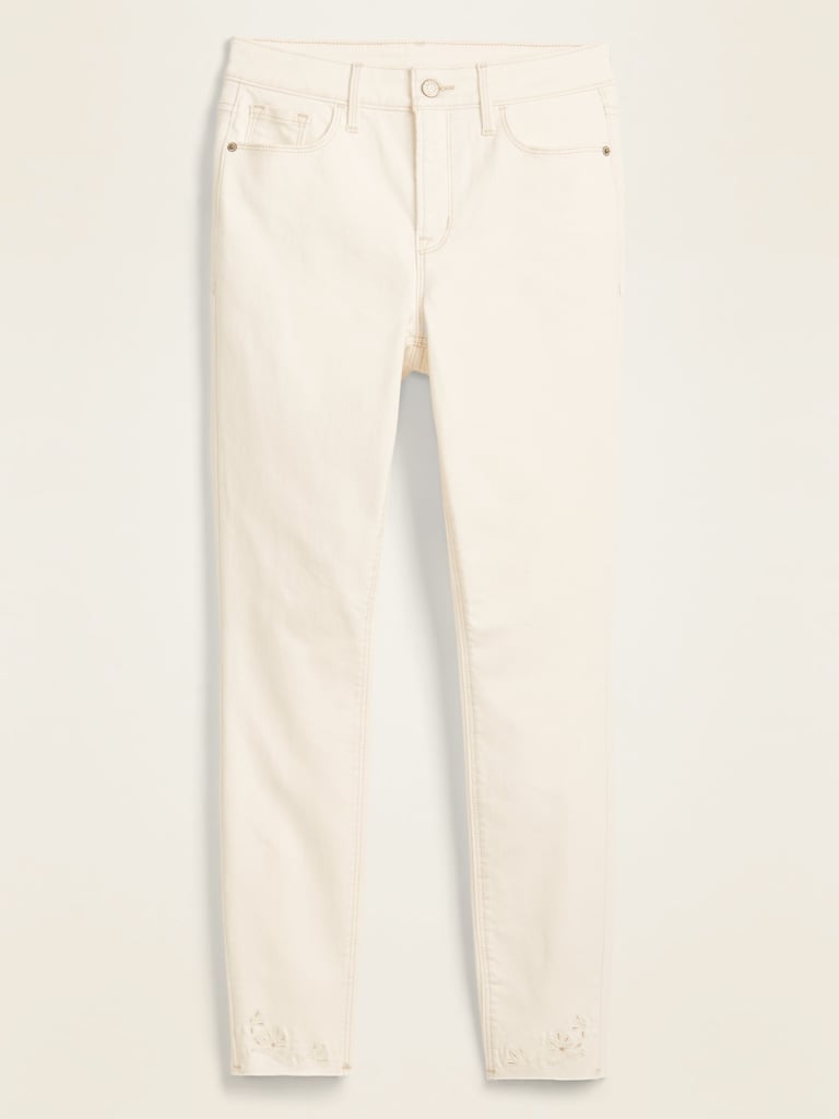 high waisted white ankle jeans