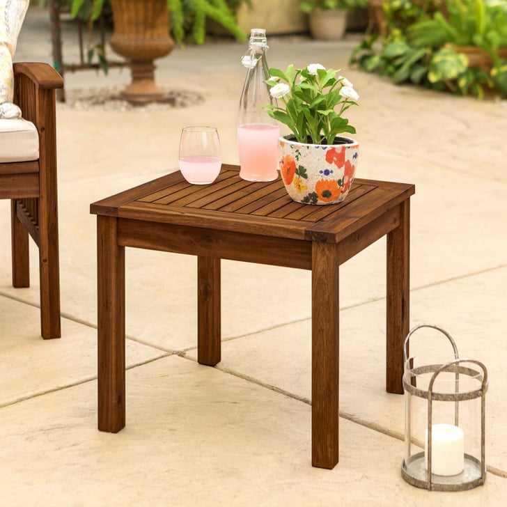 Classic Dark Brown Acacia Wood Patio Side Table Pier 1 Imports Outdoor Furniture POPSUGAR